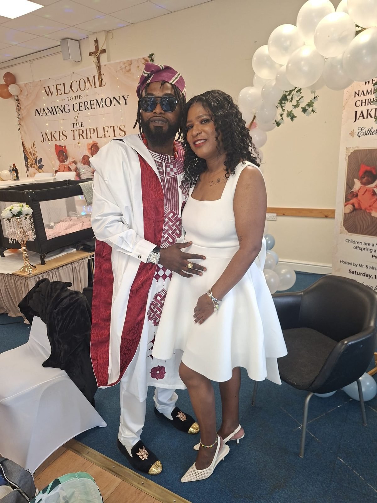 JayJay and Kisha at the Jakis Triplets naming ceremony
